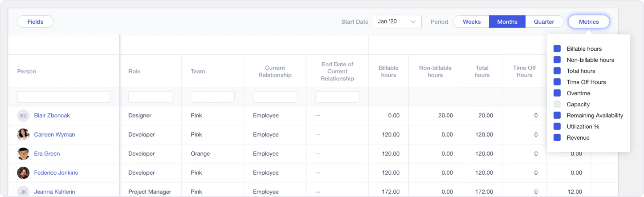 Screenshot of Runn's software
